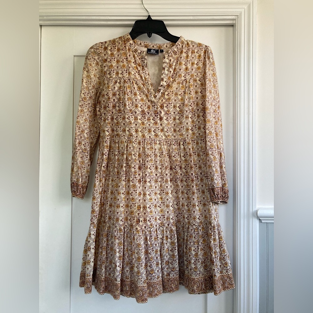 Madison Matthews Folly Dress in yellow block print size XS